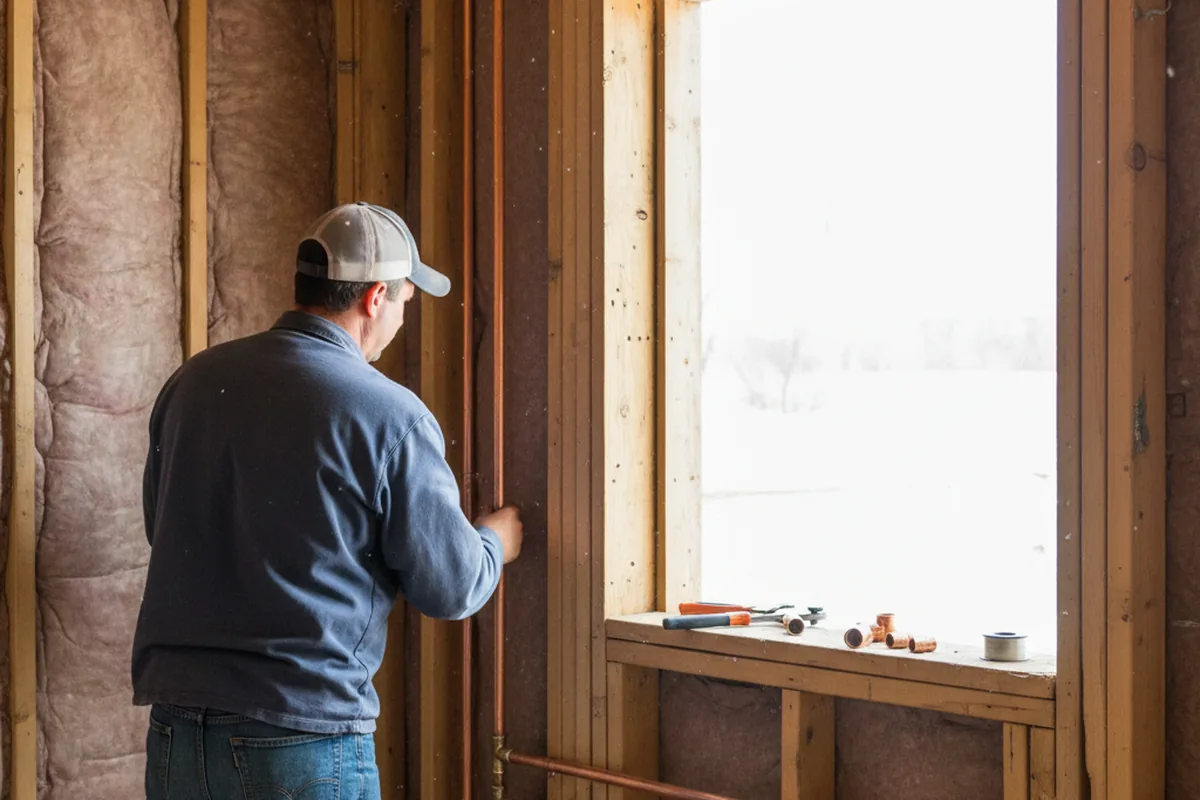 Licensed plumber running new copper supply lines in a Hinsdale home